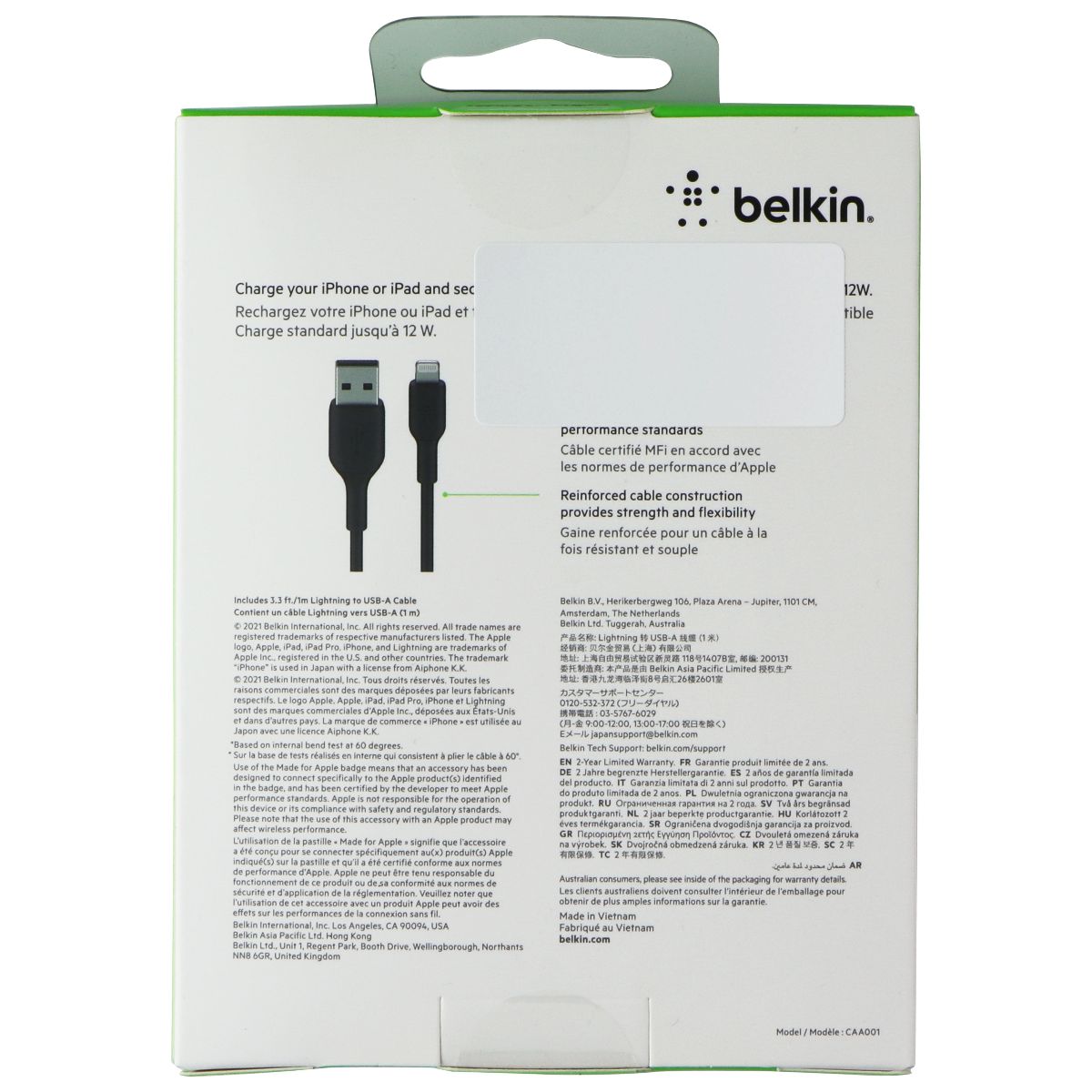 Belkin BoostCharge (3.3-Ft) USB to Lightning 8-Pin MFi Cable - Black Cell Phone - Cables & Adapters Belkin - Simple Cell Bulk Wholesale Pricing - USA Seller