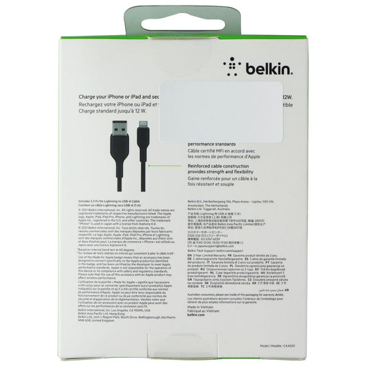 Belkin BoostCharge (3.3-Ft) USB to Lightning 8-Pin MFi Cable - Black Cell Phone - Cables & Adapters Belkin - Simple Cell Bulk Wholesale Pricing - USA Seller
