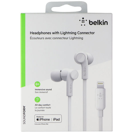 Belkin MFi Headphones with Lightning 8-Pin Connector - White (8830bt26402) Portable Audio - Headphones Belkin    - Simple Cell Bulk Wholesale Pricing - USA Seller