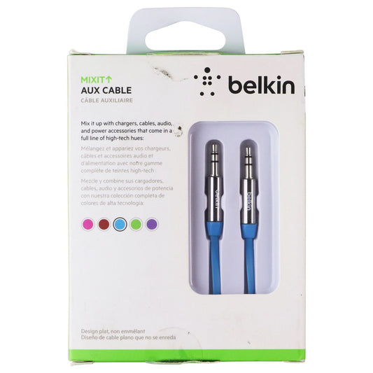 Belkin Mixit (0.9m/3-Foot) Flat AUX Cable for Mobile Devices - Blue Portable Audio - Cables & Adapters Belkin - Simple Cell Bulk Wholesale Pricing - USA Seller