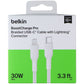 Bellkin 3.3-Ft BoostCharge Pro 30W Braided USB-C to Lightning 8 -Pin Cable White Cell Phone - Cables & Adapters Belkin - Simple Cell Bulk Wholesale Pricing - USA Seller