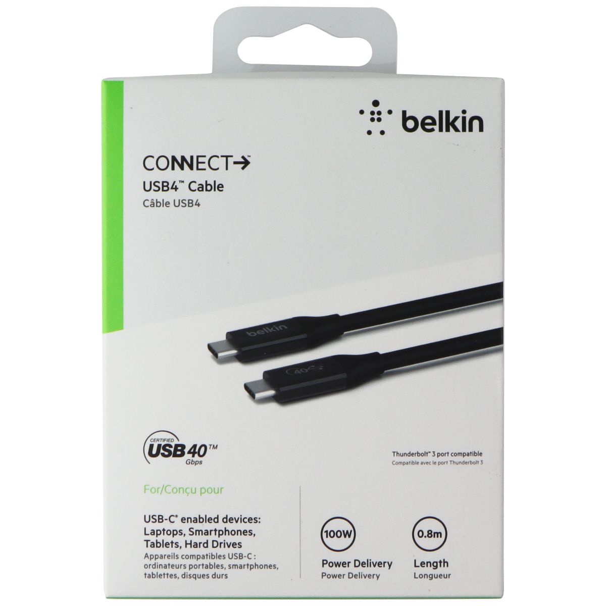 Belkin Connect 100W .8 meter USB4 Cable - Black Computer/Network - Other Cables Belkin - Simple Cell Bulk Wholesale Pricing - USA Seller