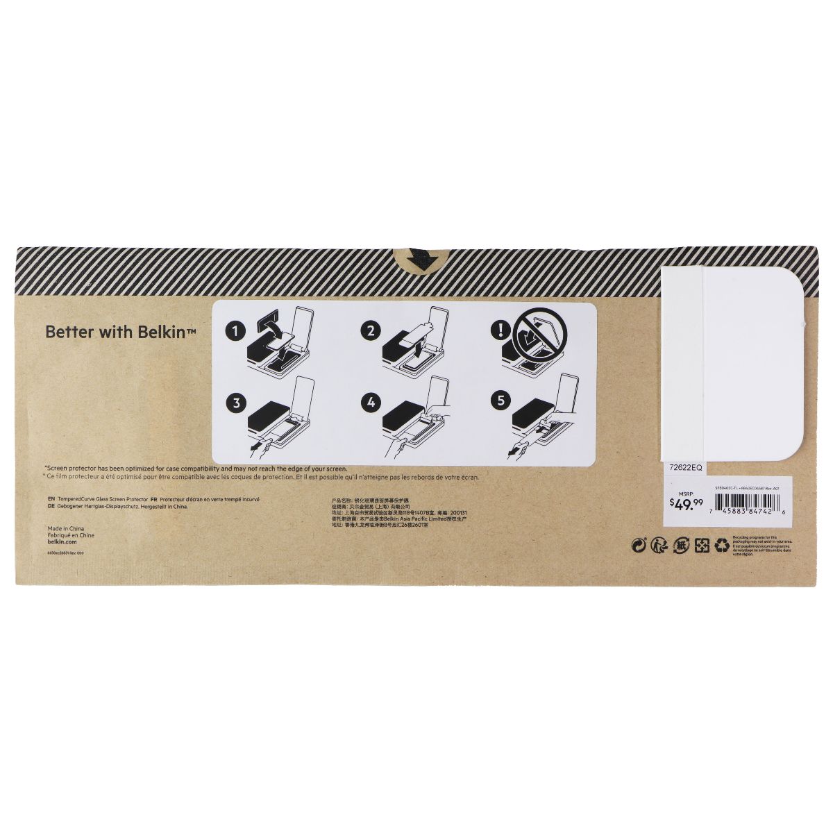 Belkin ScreenForce Pro TemperedCurve Screen Protector for Galaxy S22+/ 5Pk BULK* Cell Phone - Screen Protectors Belkin - Simple Cell Bulk Wholesale Pricing - USA Seller