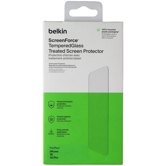 Belkin ScreenForce Tempered Glass Screen Protector for Apple iPhone 15 / 14 Pro Cell Phone - Screen Protectors Belkin - Simple Cell Bulk Wholesale Pricing - USA Seller