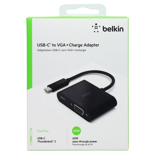 Belkin (60W) USB-C Thunderbolt 3 to VGA + Charge Adapter - Black (AVC001BTBK) Parts & Accessories - Chargers & Cradles Belkin - Simple Cell Bulk Wholesale Pricing - USA Seller