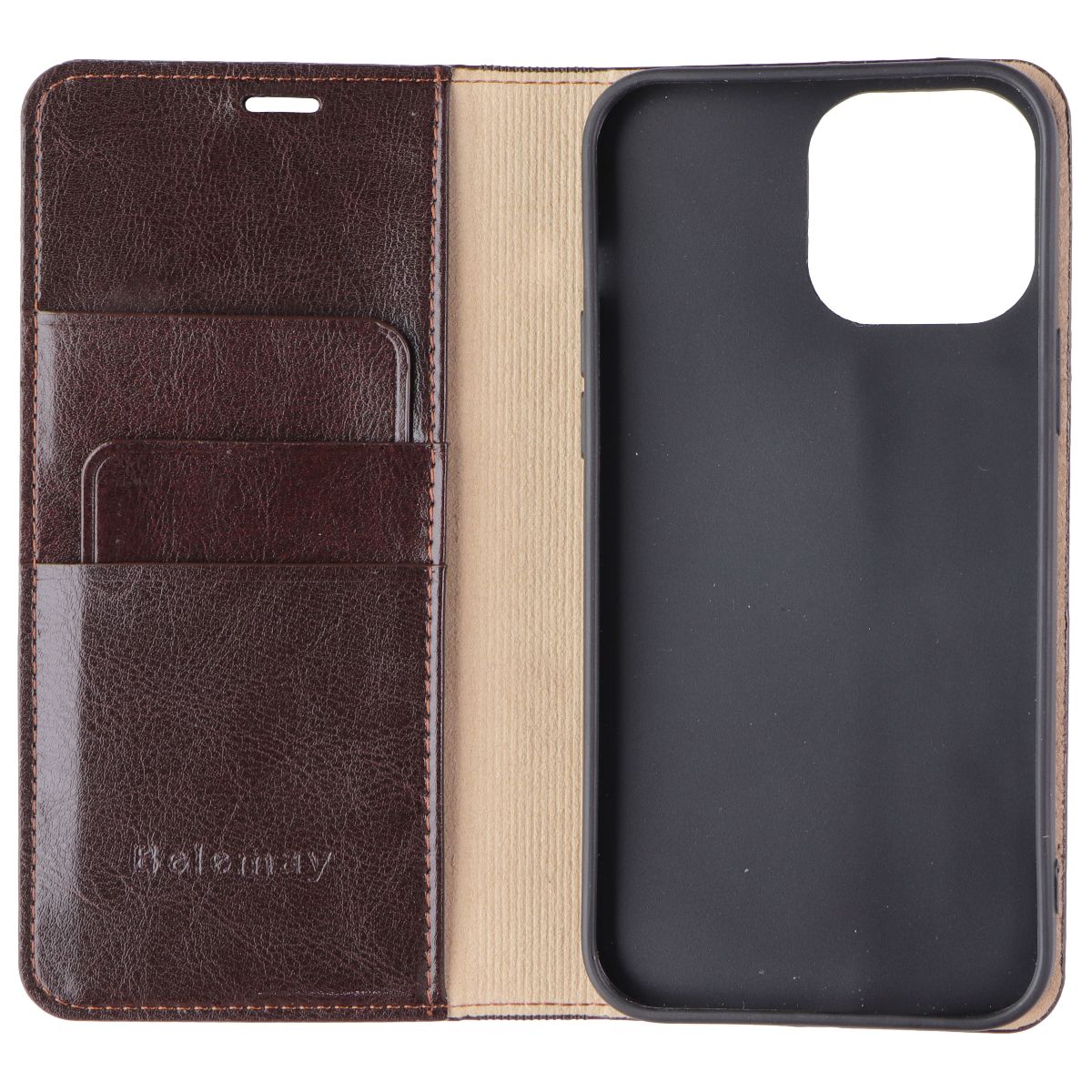 Belemay Genuine Leather Folio Case for Apple iPhone 13 Pro Max - Brown Cell Phone - Cases, Covers & Skins Belemay    - Simple Cell Bulk Wholesale Pricing - USA Seller