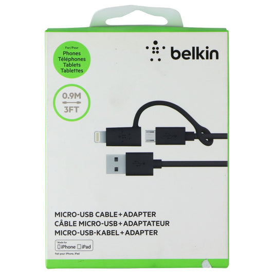 Belkin 3-Feet Micro-USB Cable for iPhones - Black Cell Phone - Cables & Adapters Belkin - Simple Cell Bulk Wholesale Pricing - USA Seller