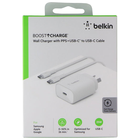Belkin Boost Charge 25W USB-C Wall Charger w/ USB-C Cable - White (AU PLUG) Cell Phone - Chargers & Cradles Belkin - Simple Cell Bulk Wholesale Pricing - USA Seller