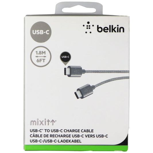 Belkin mixit USB-C to USB-C 6ft Gray Braided Cable Cell Phone - Cables & Adapters Belkin    - Simple Cell Bulk Wholesale Pricing - USA Seller
