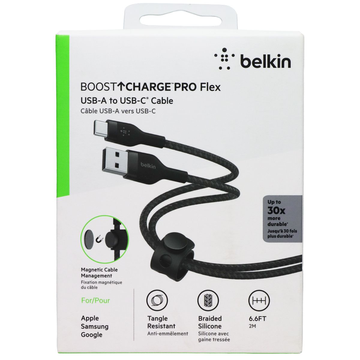 Belkin (6.6-ft/2-m) Boost Charge Pro Flex Braided USB-A to USB-C Cable - Black