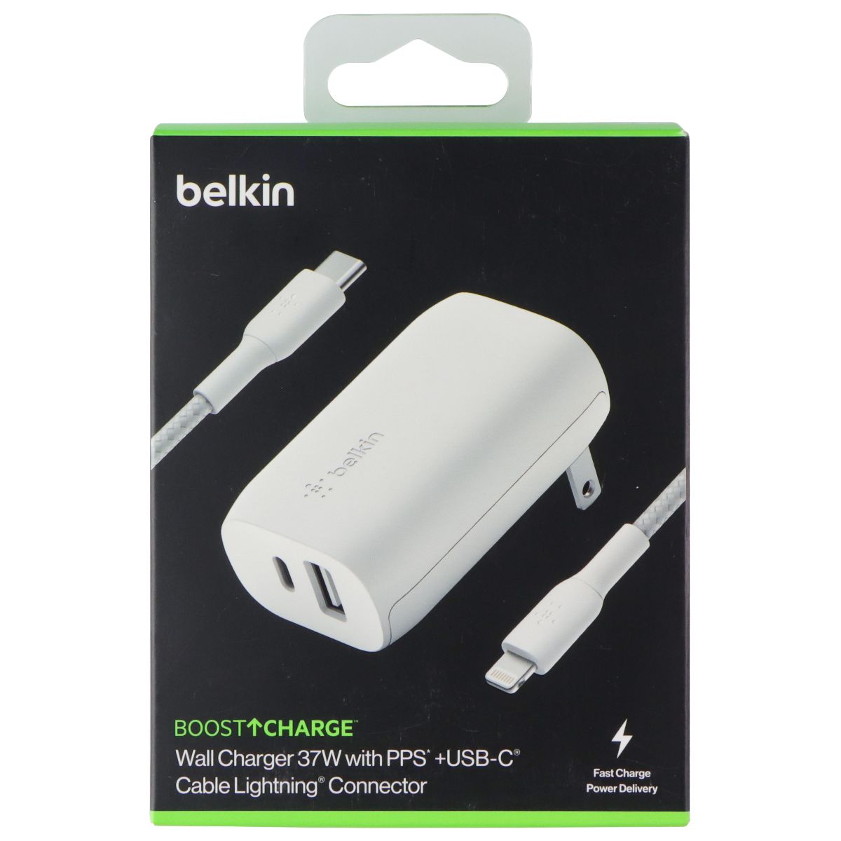 Belkin BoostCharge 37W Dual USB-C/USB-A Wall Charger w/ USB-C to 8-Pin Cable Cell Phone - Chargers & Cradles Belkin - Simple Cell Bulk Wholesale Pricing - USA Seller
