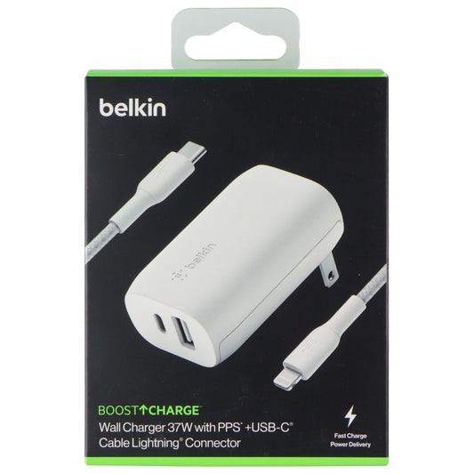 Belkin BoostCharge 37W Dual USB-C/USB-A Wall Charger w/ USB-C to 8-Pin Cable