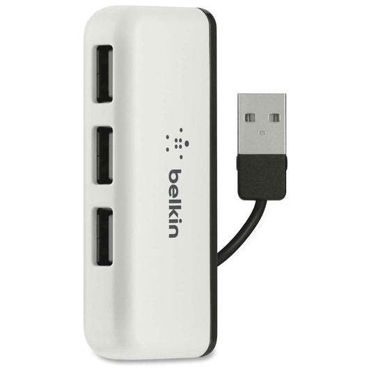 Belkin 4-Port USB 2.0 Travel Hub with Built-In Cable Management - White/Black Computer/Network - USB Cables, Hubs & Adapters Belkin    - Simple Cell Bulk Wholesale Pricing - USA Seller