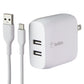 Belkin Dual USB-A Wall Charger (24W) + USB-A to USB-C Cable - White Cell Phone - Chargers & Cradles Belkin - Simple Cell Bulk Wholesale Pricing - USA Seller