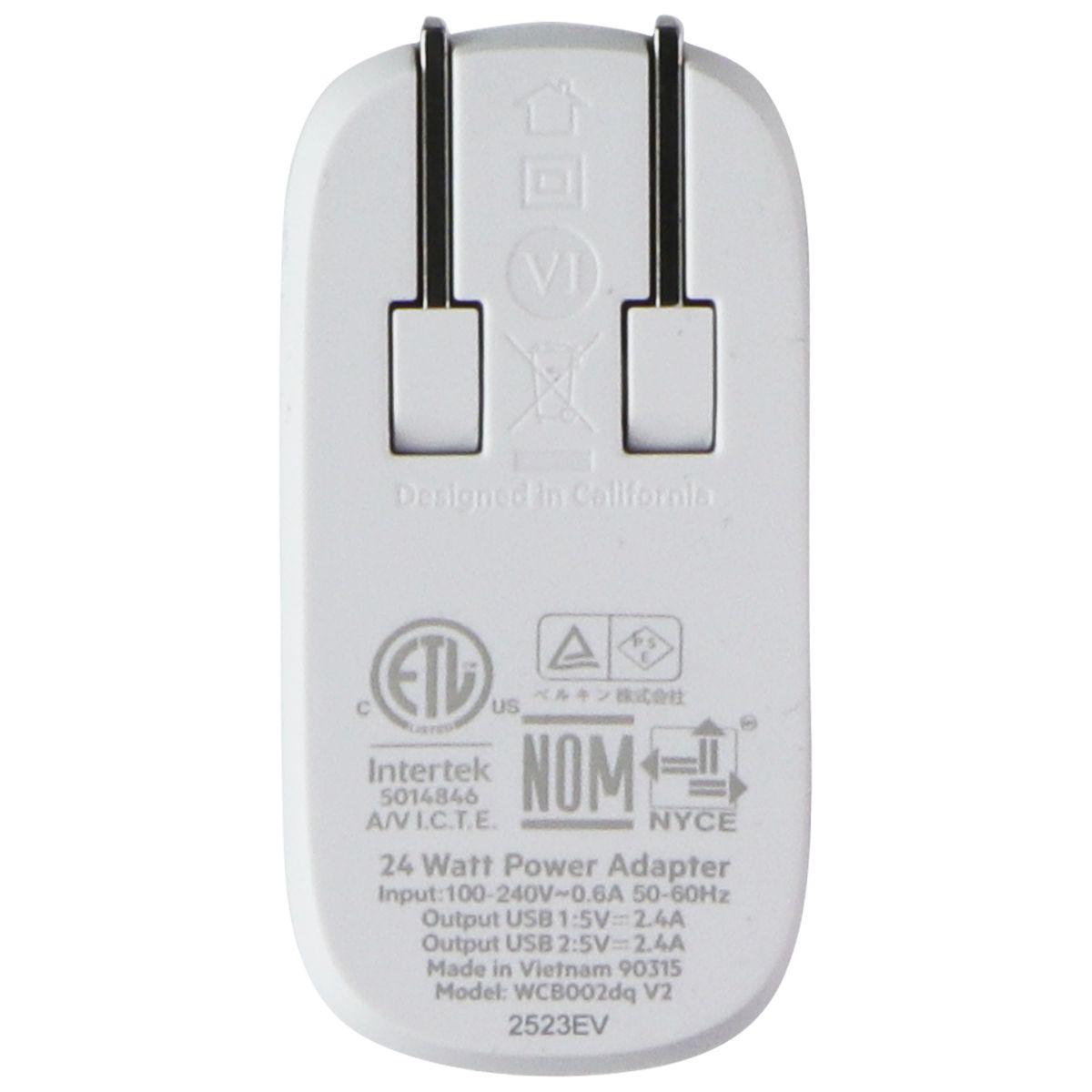 Belkin Dual USB-A Wall Charger (24W) + USB-A to USB-C Cable - White Cell Phone - Chargers & Cradles Belkin - Simple Cell Bulk Wholesale Pricing - USA Seller