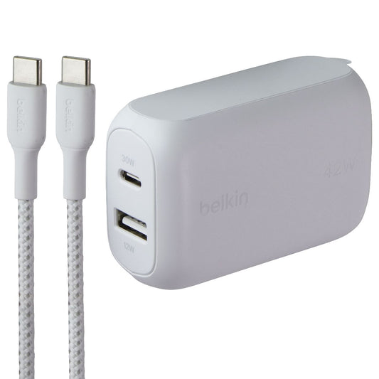 Belkin BoostCharge Dual Port USB-C + USB-A Wall Charger with USB-C Cable - White Cell Phone - Chargers & Cradles Belkin - Simple Cell Bulk Wholesale Pricing - USA Seller