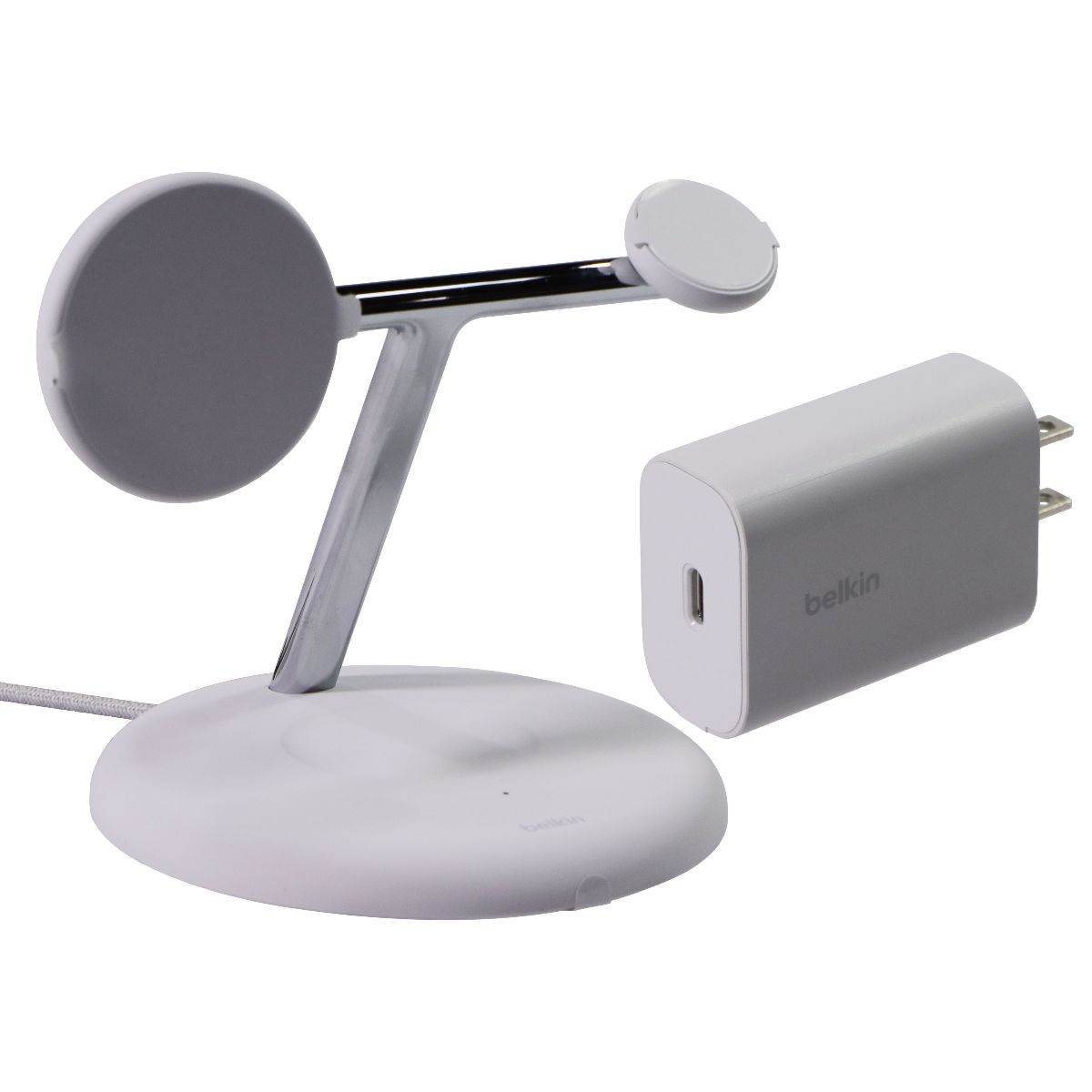 Belkin BoostCharge Pro 3-in-1 Magnetic Charging Stand (Qi2 and MagSafe) - White Cell Phone - Chargers & Cradles Belkin - Simple Cell Bulk Wholesale Pricing - USA Seller