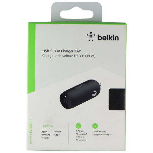 Belkin USB-C Car Charger 18W - Black Cell Phone - Chargers & Cradles Belkin - Simple Cell Bulk Wholesale Pricing - USA Seller