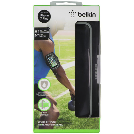 Belkin Sport-Fit Plus Armband for Apple iPhone 7 Plus - Black / Gray Cell Phone - Armbands Belkin - Simple Cell Bulk Wholesale Pricing - USA Seller
