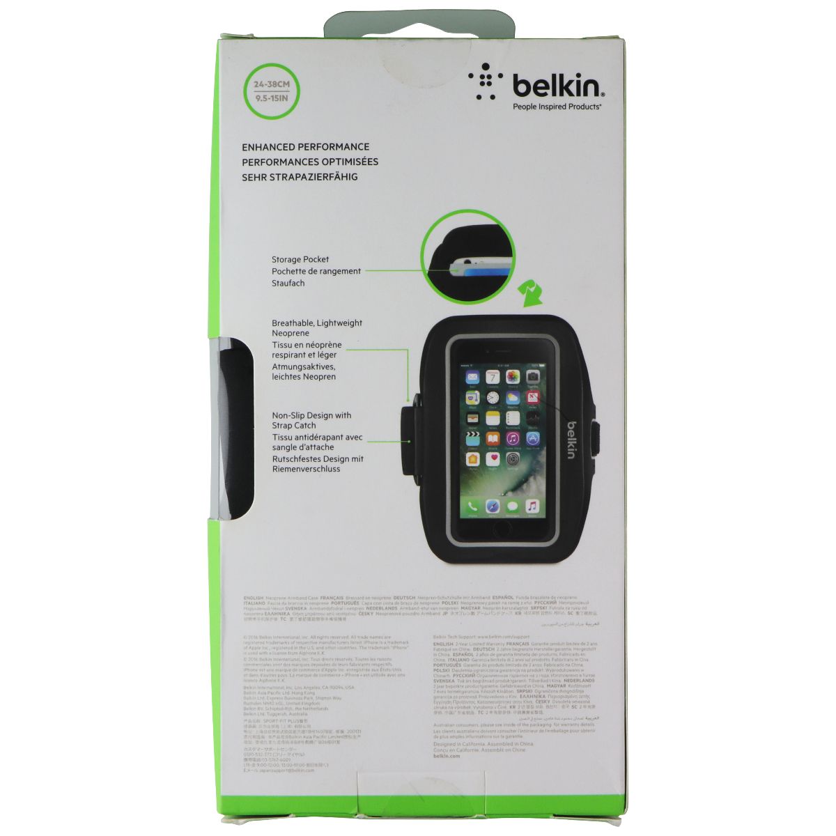 Belkin Sport-Fit Plus Armband for Apple iPhone 7 Plus - Black / Gray Cell Phone - Armbands Belkin - Simple Cell Bulk Wholesale Pricing - USA Seller