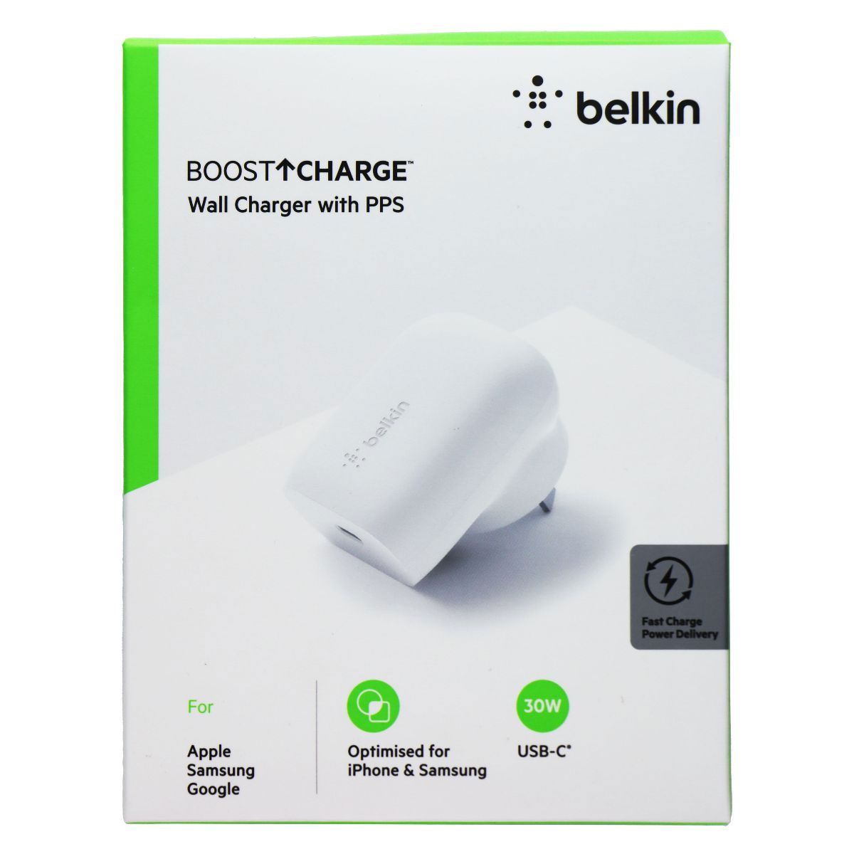 Belkin BoostCharge 30W USB-C Wall Charger - White (WCA005AUWH) (Australian) Cell Phone - Chargers & Cradles Belkin - Simple Cell Bulk Wholesale Pricing - USA Seller