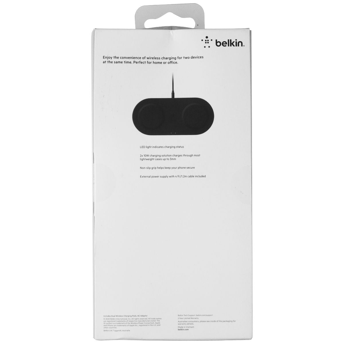 Belkin 10W Dual Wireless Charging Pad - Black (Australian Version) Cell Phone - Chargers & Cradles Belkin - Simple Cell Bulk Wholesale Pricing - USA Seller