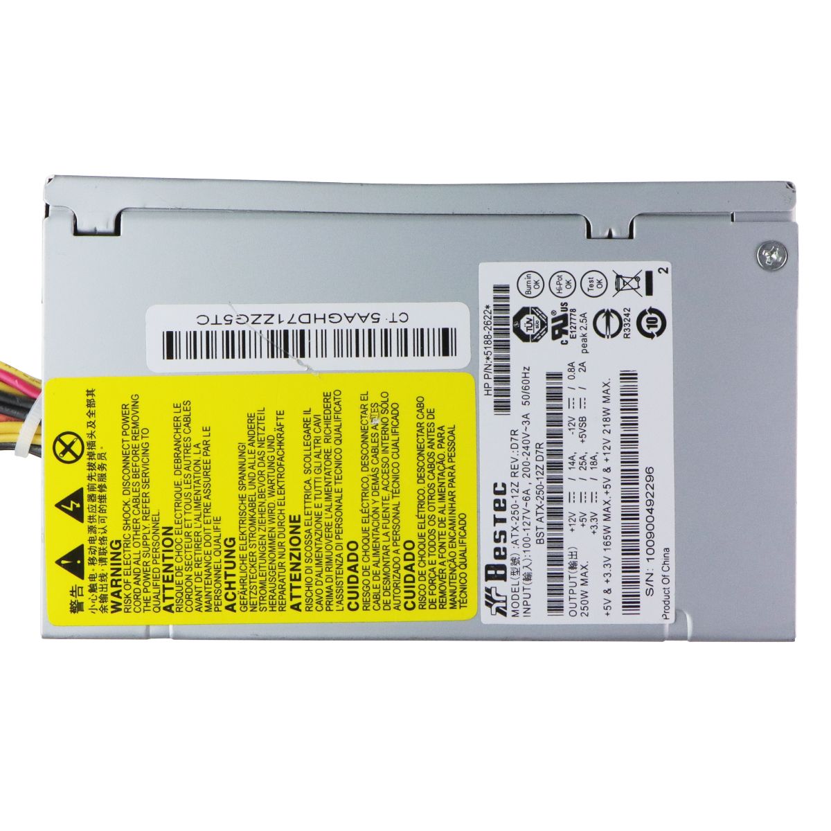 Bestec (250W) 20-Pin ATX Power Supply for HP Computers (ATX-250-12Z) Computer Parts - Power Supplies Bestec - Simple Cell Bulk Wholesale Pricing - USA Seller