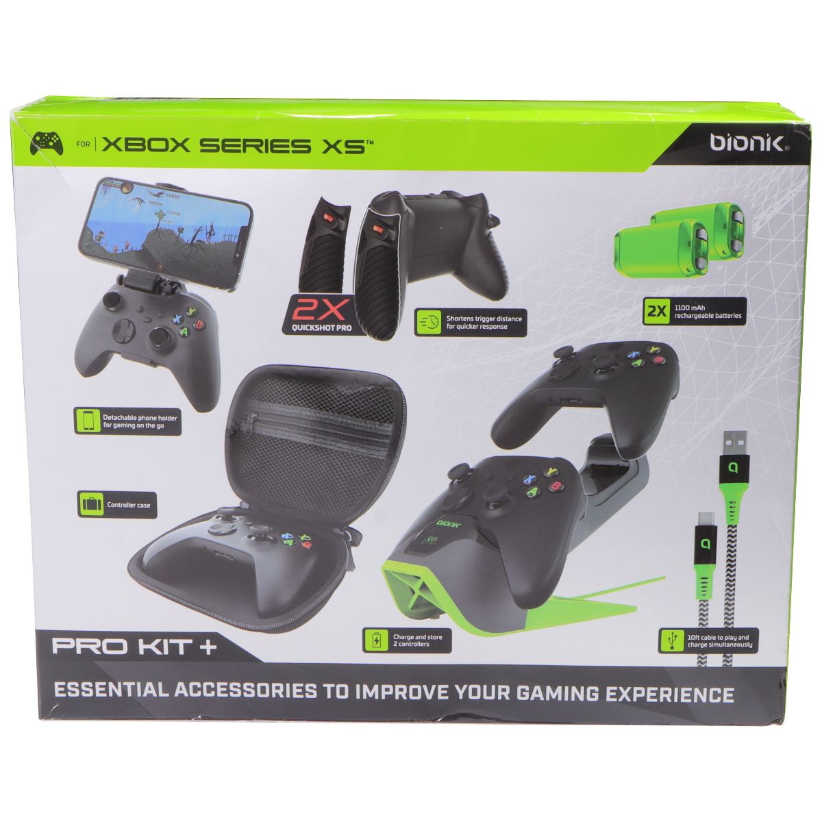 bionik Pro Kit+ for XBOX Series XS - Neon Green / Black Gaming/Console - Accessory Bundles bionik    - Simple Cell Bulk Wholesale Pricing - USA Seller