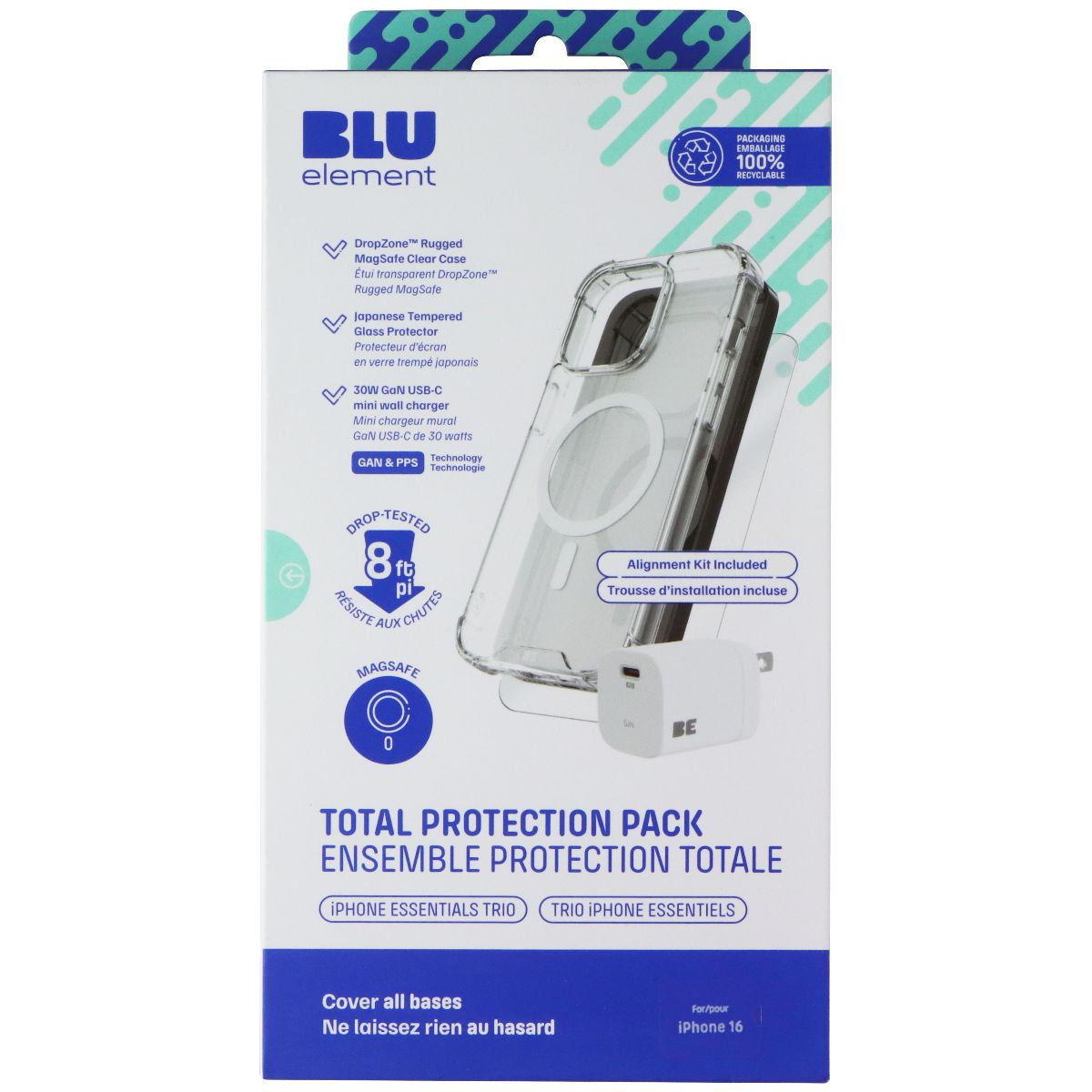 BLU Element Total Protection Pack for MagSafe for Apple iPhone 16 - Clear Cell Phone - Cases, Covers & Skins BLU - Simple Cell Bulk Wholesale Pricing - USA Seller