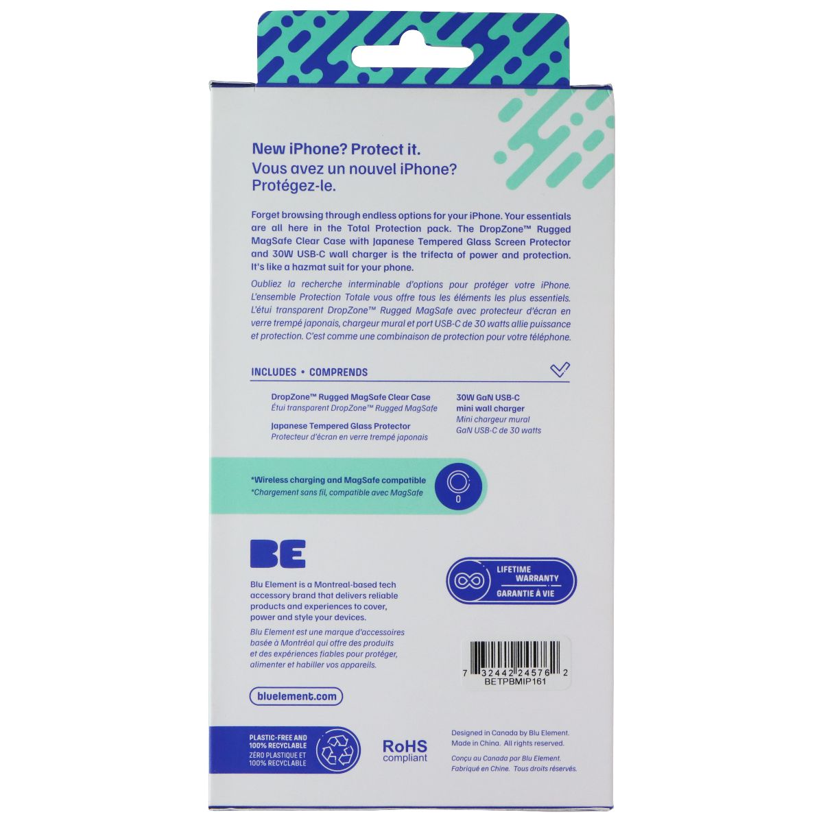 BLU Element Total Protection Pack for MagSafe for Apple iPhone 16 - Clear Cell Phone - Cases, Covers & Skins BLU - Simple Cell Bulk Wholesale Pricing - USA Seller