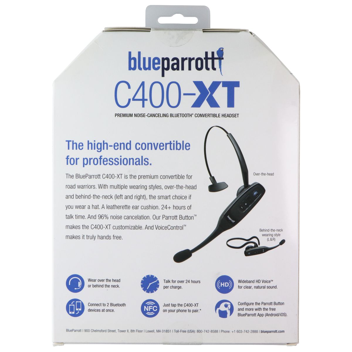 BlueParrott C400-XT Mono Bluetooth Wireless Headset with Mic - Black Cell Phone - Headsets BlueParrott - Simple Cell Bulk Wholesale Pricing - USA Seller