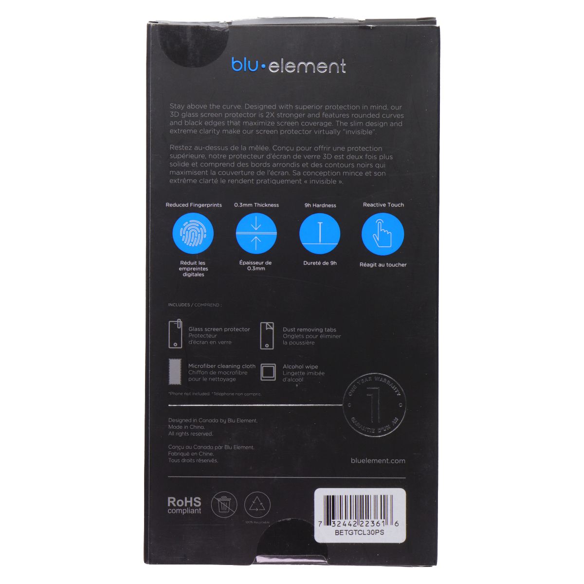 Blu Element 3D Curved Glass Screen Protector for TCL 30 5G Cell Phone - Screen Protectors Blu Element - Simple Cell Bulk Wholesale Pricing - USA Seller