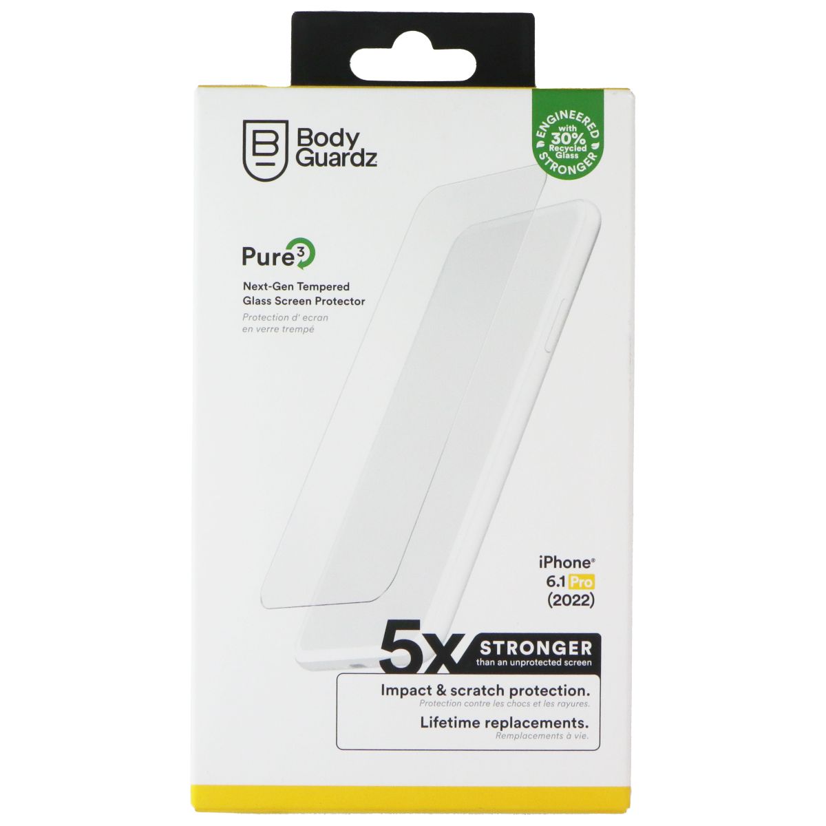 BodyGuardz Pure 3 Tempered Glass Screen Protector for Apple iPhone 14 Pro