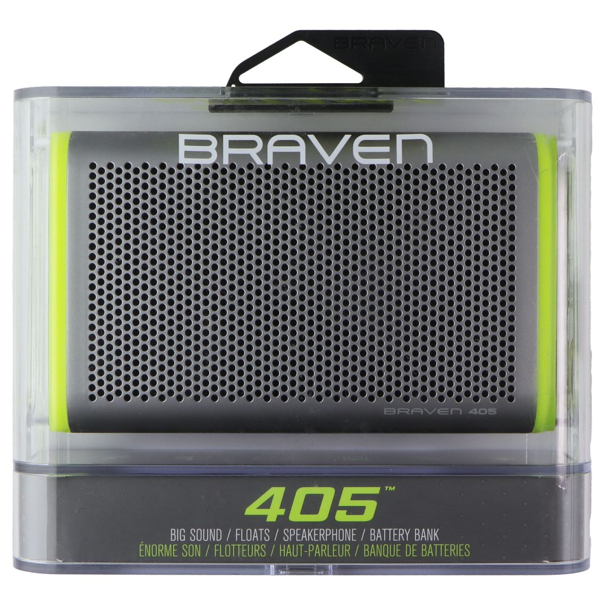 Braven 405 Portable Bluetooth Speaker - Silver/Green Cell Phone - Audio Docks & Speakers Braven - Simple Cell Bulk Wholesale Pricing - USA Seller