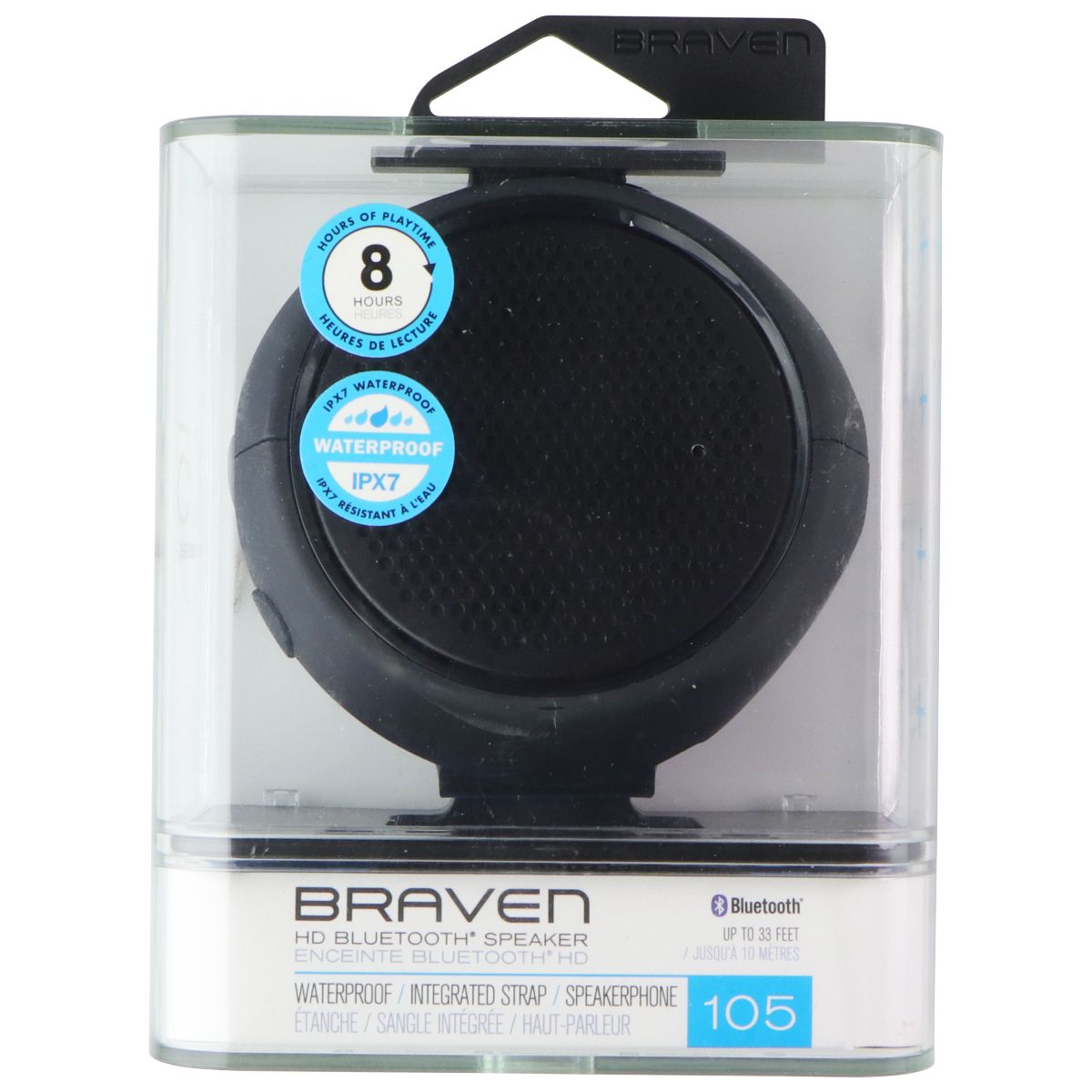 Braven 105 Wireless Portable Waterproof Bluetooth Speaker w/ Action Mount -Black Cell Phone - Audio Docks & Speakers Braven - Simple Cell Bulk Wholesale Pricing - USA Seller