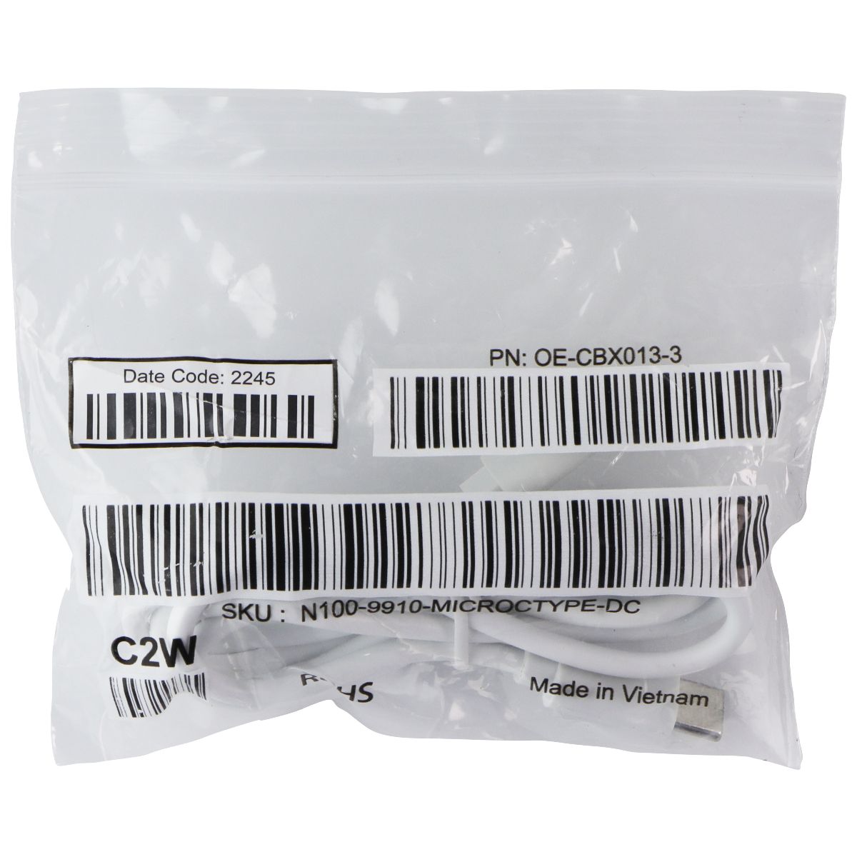 C2W (3.3 Foot) Micro-USB to USB-C Charge/Sync Cable - White (OE-CBX013-3)