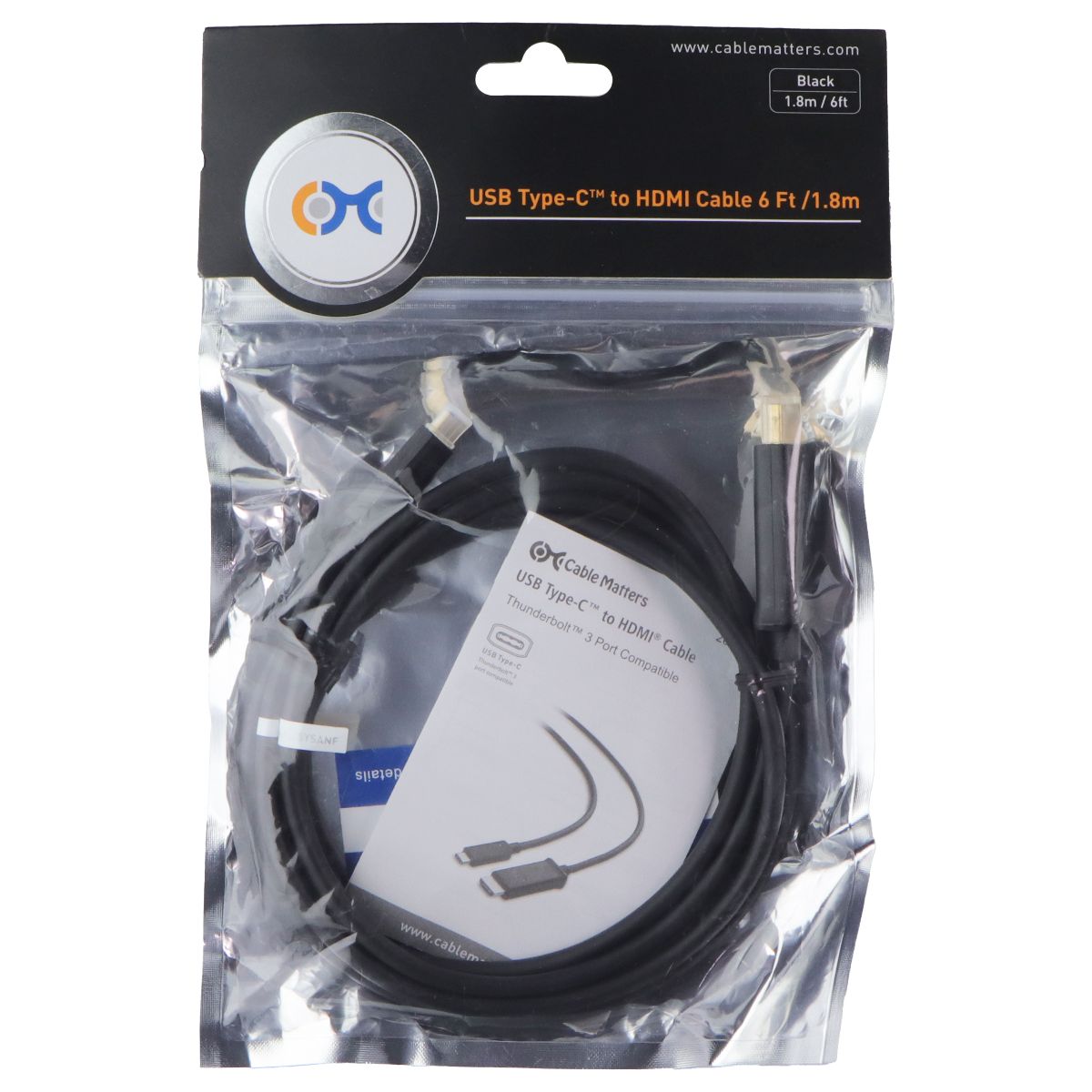 Cable Matters 6 Foot USB-C to HDMI Cable - Black