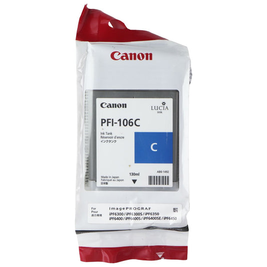 Canon PFI-106C 130ML Ink Tank - Cyan (2023 Install Date) Printer Accessories - Ink Cartridges Canon - Simple Cell Bulk Wholesale Pricing - USA Seller