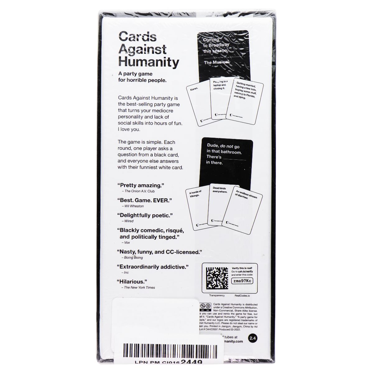 Cards Against Humanity Party Game - Updated for 2022 - (Recommended 17+) Toys & Hobbies - Collectible Card Games Cards Against Humanity    - Simple Cell Bulk Wholesale Pricing - USA Seller