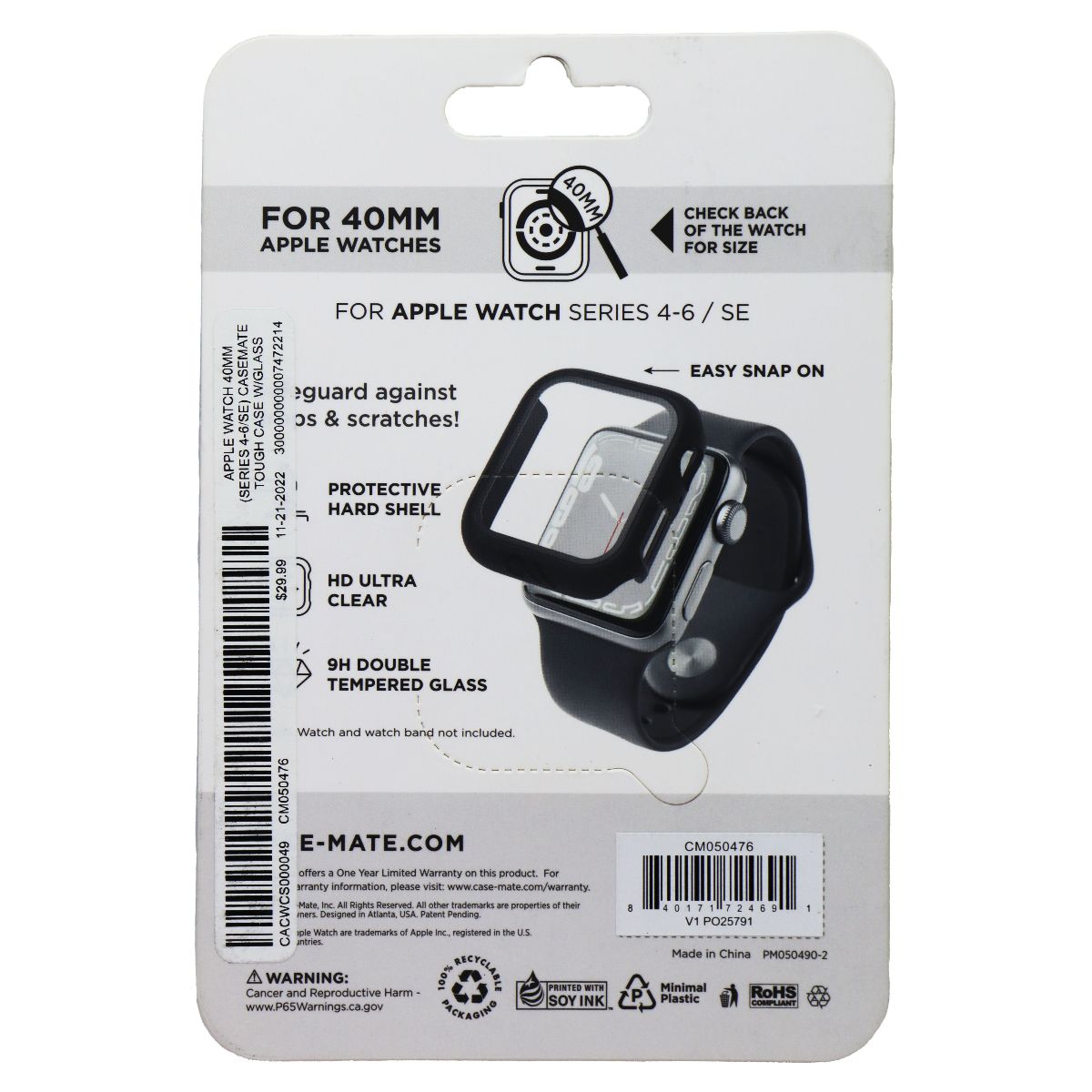 Case Mate-Tough Watch Case for Apple Watch Series 4-6/SE (40mm/Small) - Black