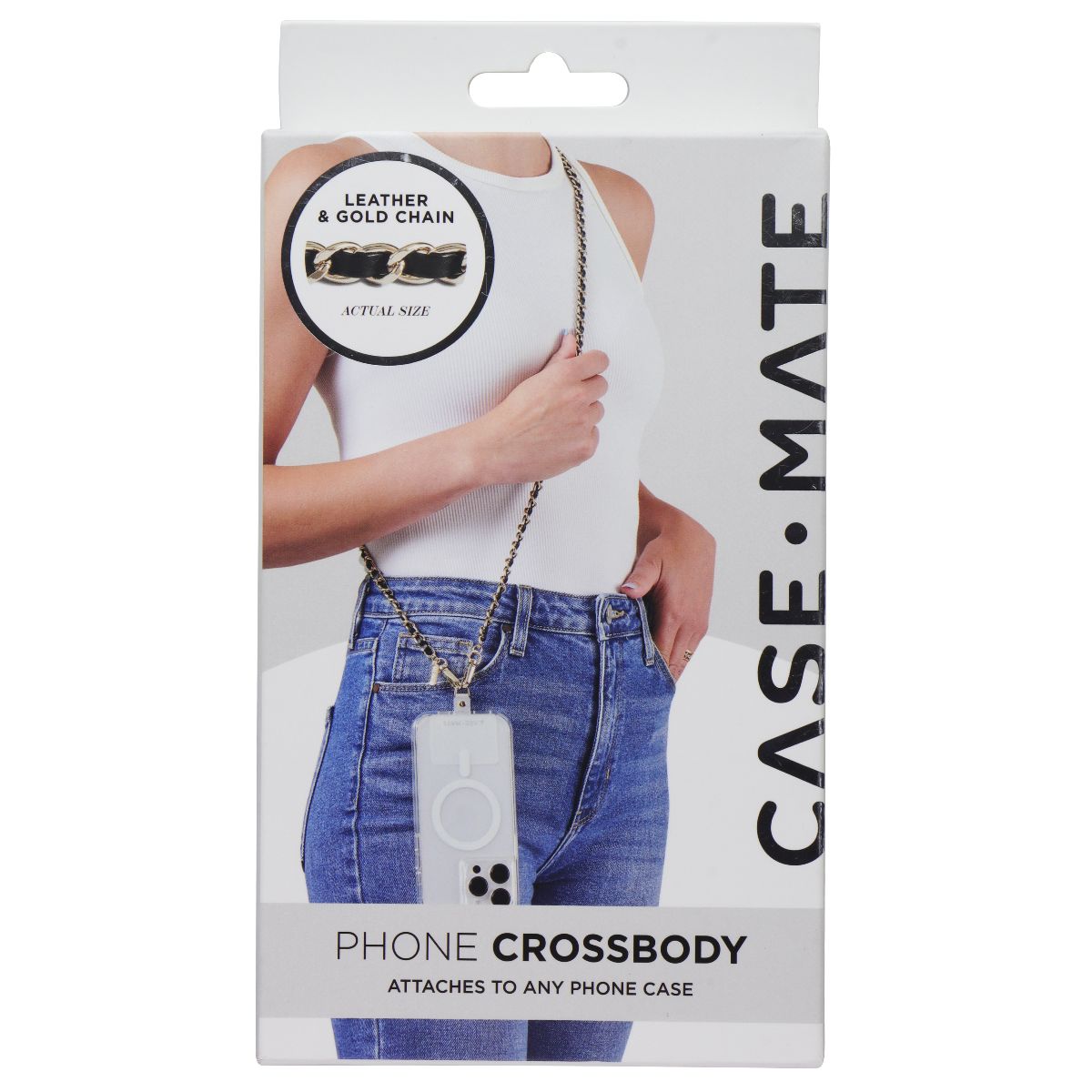 Case-Mate Phone Crossbody Adjustable Smartphone Leather & Gold Chain - Black Cell Phone - Other Accessories Case-Mate    - Simple Cell Bulk Wholesale Pricing - USA Seller