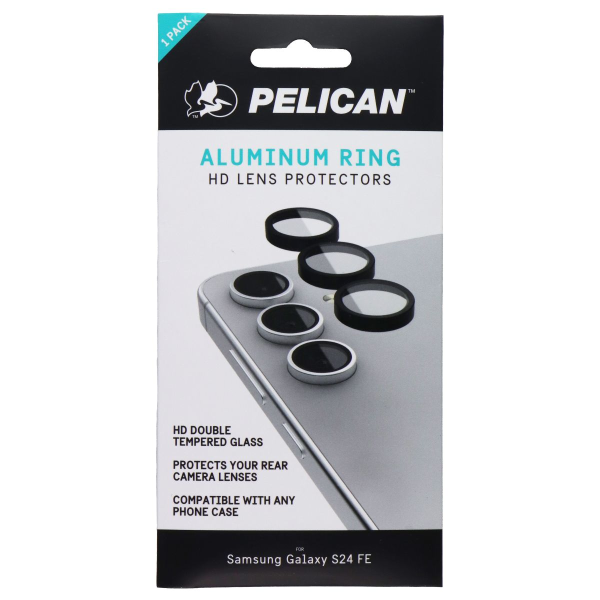 Pelican Aluminum Ring HD Lens Protectors for Samsung Galaxy S24 FE Cell Phone - Screen Protectors Pelican - Simple Cell Bulk Wholesale Pricing - USA Seller