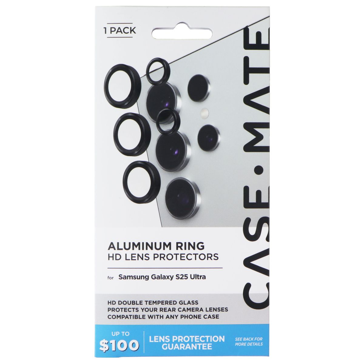 Case-Mate Aluminum Ring HD Lens Protectors for Samsung Galaxy S25 Ultra - Black Cell Phone - Screen Protectors Case-Mate - Simple Cell Bulk Wholesale Pricing - USA Seller