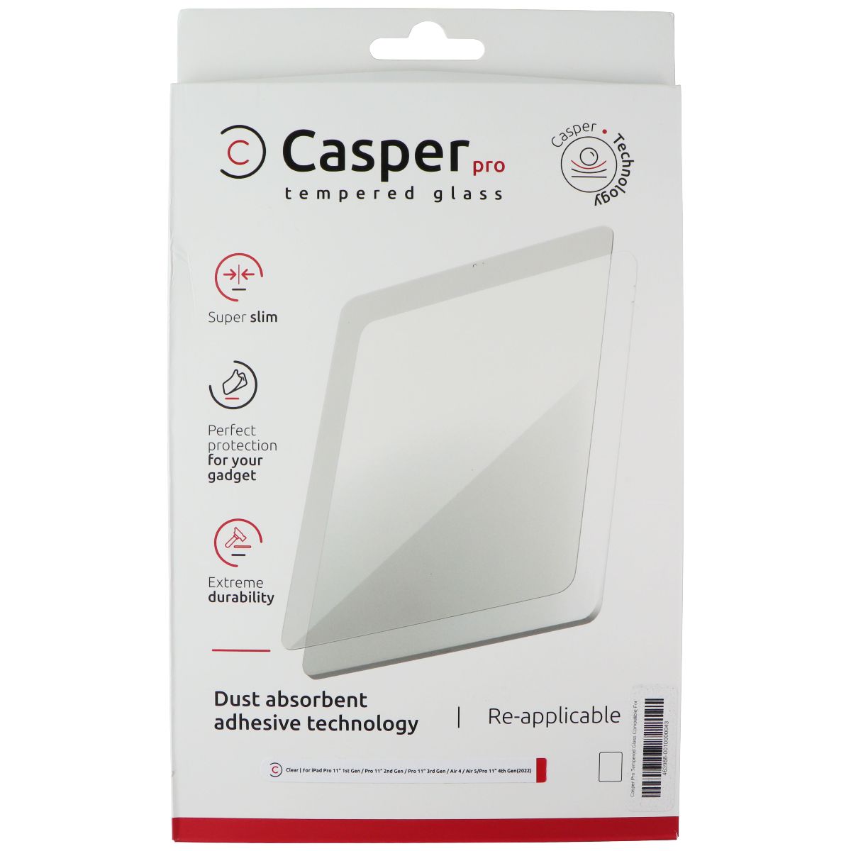 Casper Pro Tempered Glass for iPad Pro 11-inch 4th/3rd/2nd/1st Gen/Air 5/Air 4 iPad/Tablet Accessories - Screen Protectors Casper    - Simple Cell Bulk Wholesale Pricing - USA Seller