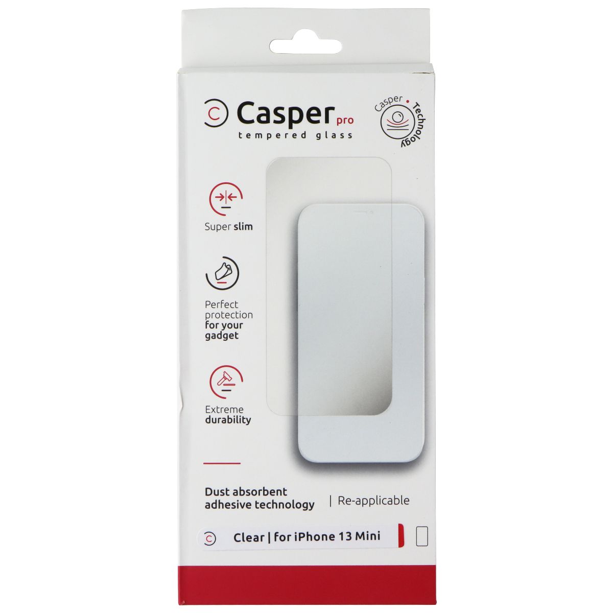 Casper Pro Tempered Glass for Apple iPhone 13 Mini - Clear Cell Phone - Screen Protectors Casper - Simple Cell Bulk Wholesale Pricing - USA Seller