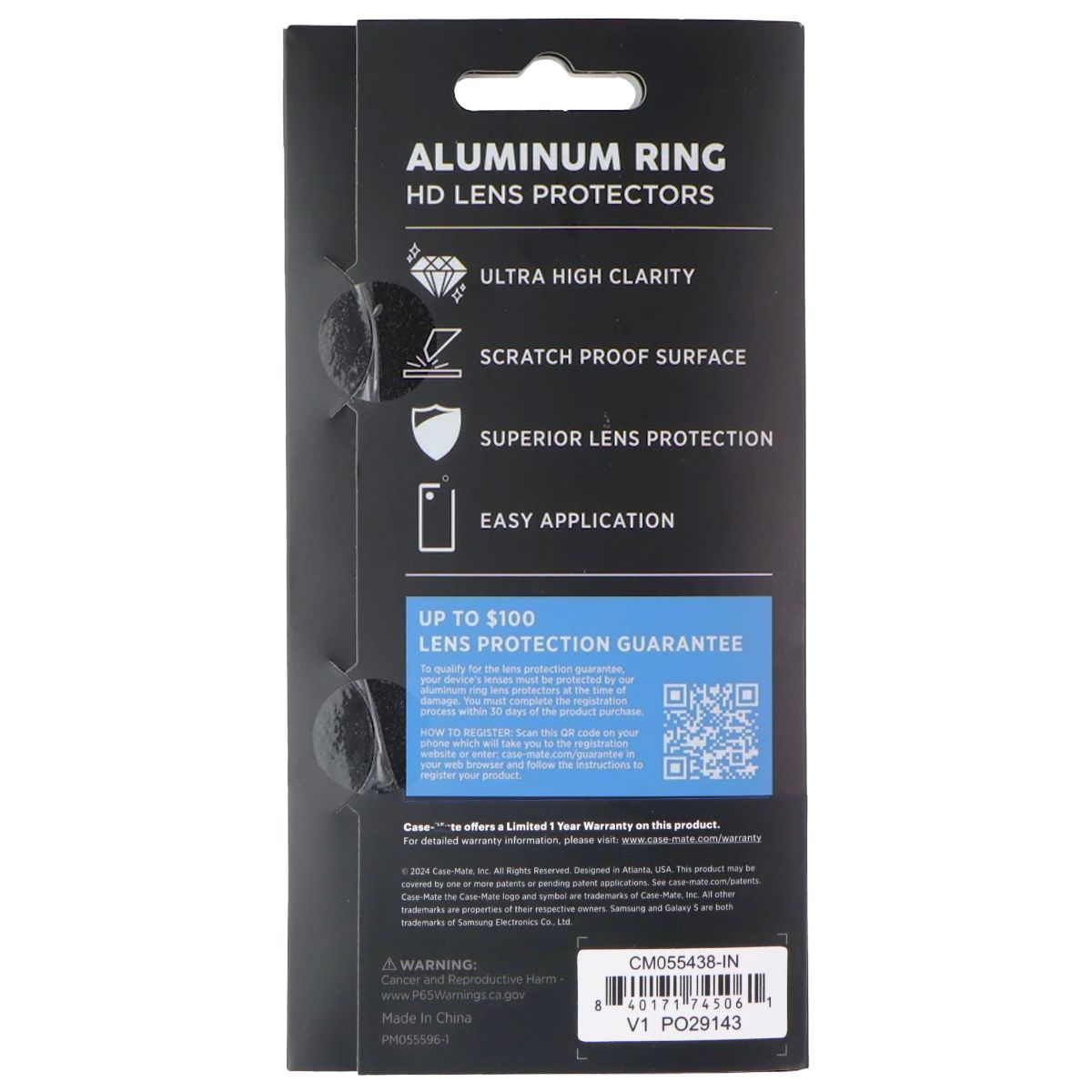 Case-Mate Aluminum Ring HD Lens Protectors for Samsung Galaxy S24 FE Cell Phone - Screen Protectors Case-Mate - Simple Cell Bulk Wholesale Pricing - USA Seller