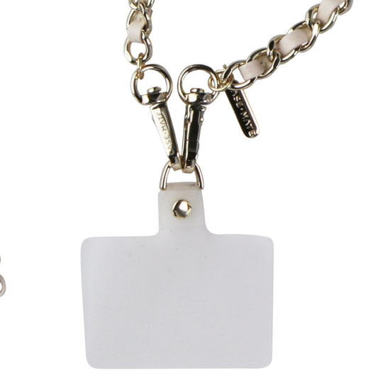 Case-Mate Phone Crossbody Adjustable Smartphone Leather & Gold Chain - Cream