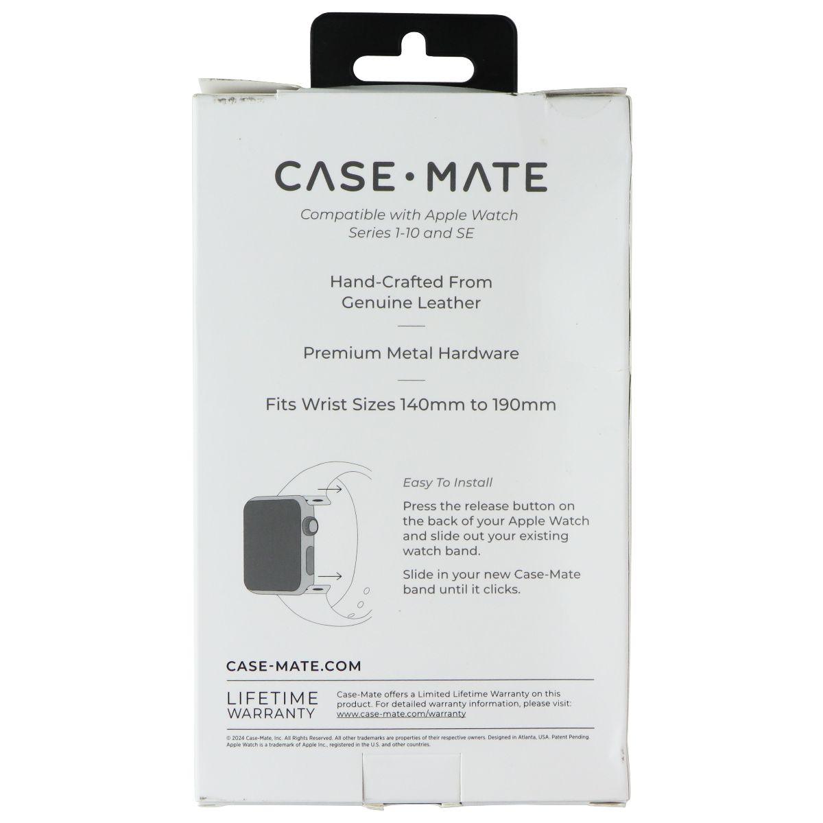 Case-Mate Watch Band for Apple Watch Series 1-10/SE - Black Leather Smart Watch Accessories - Watch Bands Case-Mate - Simple Cell Bulk Wholesale Pricing - USA Seller