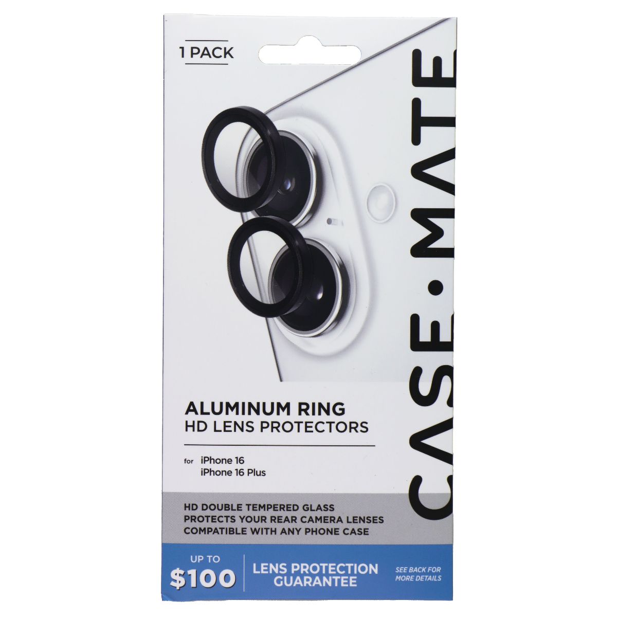 Case-Mate Aluminum Ring HD Lens Protectors for iPhone 16 and 16 Plus - Black Cell Phone - Other Accessories Case-Mate - Simple Cell Bulk Wholesale Pricing - USA Seller