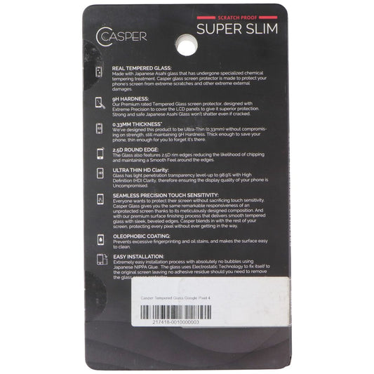 Casper Premium Super Slim 9H Tempered Glass for Google Pixel 4 Cell Phone - Screen Protectors Casper - Simple Cell Bulk Wholesale Pricing - USA Seller